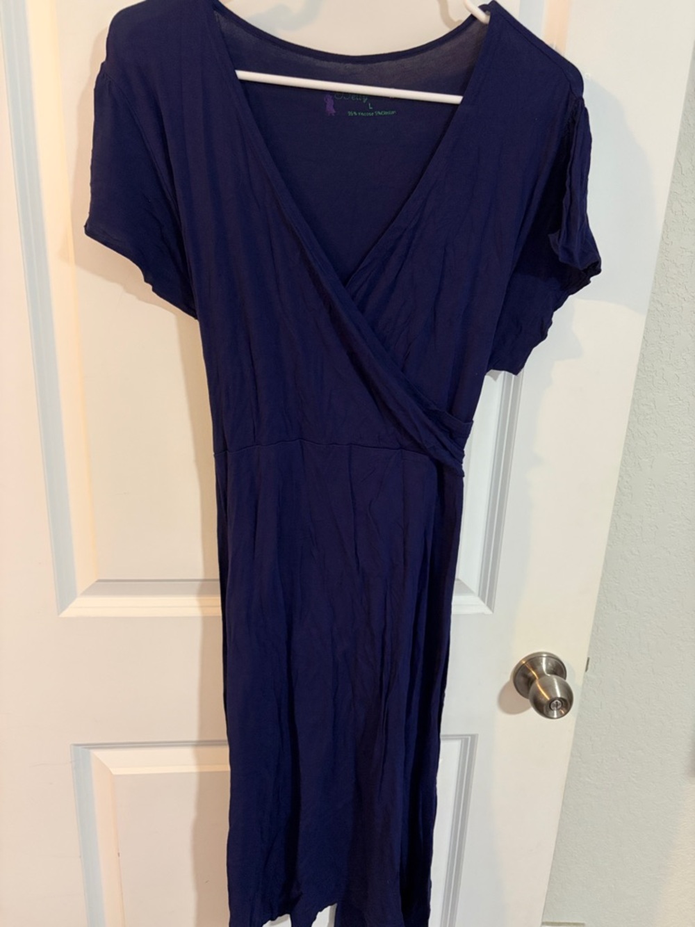 Classic Navy Wrap-Front Midi Dress